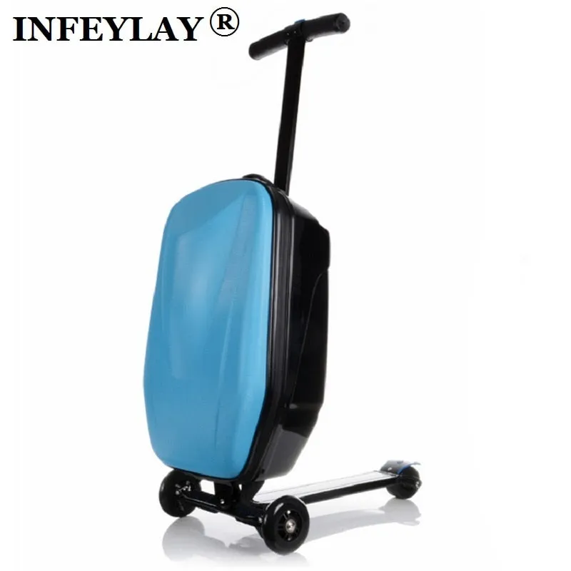 100%Pc Fashion 21 Inches Students Scooter Suitcase Boy Cool Trolley Case 3D Extrusion Business