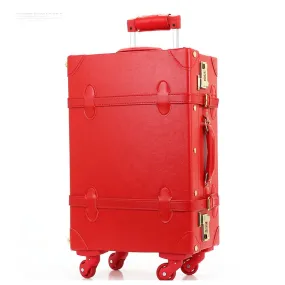 12" 20" 22" 24"Retro Pu Leather Bride Luggage On Universal Wheels,High Quality Vintage Trolley