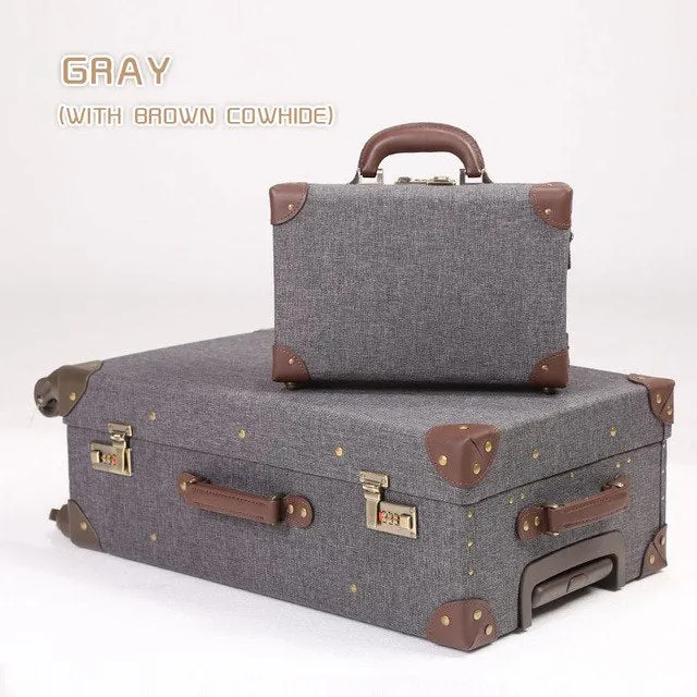 12" Mens Travel Valise 20" - 26"  Women Vintage 2Pcs Luggage Sets Oxford Carry On Suitcase With