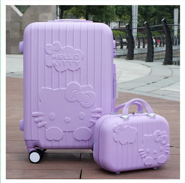 14 20Inchhello Kitty Suitcase,Trolley Travel Bag Set,Spinner Rolling Luggage