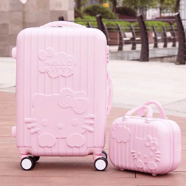 14 20Inchhello Kitty Suitcase,Trolley Travel Bag Set,Spinner Rolling Luggage