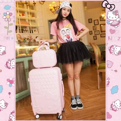 14 26Inches Abs Pc Hardscase Hello Kitty Travel Luggage Sets On Universal Wheels,Girl Pink Mint