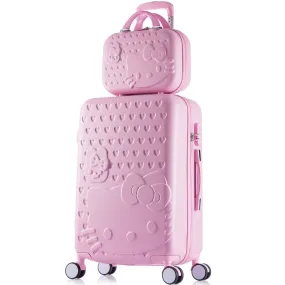 14 26Inches Abs Pc Hardscase Hello Kitty Travel Luggage Sets On Universal Wheels,Girl Pink Mint