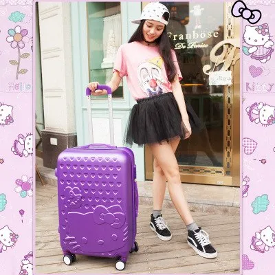 14 26Inches Abs Pc Hardscase Hello Kitty Travel Luggage Sets On Universal Wheels,Girl Pink Mint