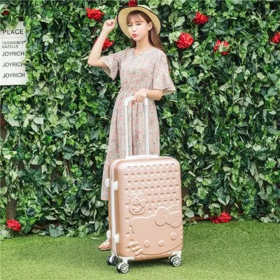 14 28Inches Abs Pc Hardside Hello Kitty Travel Luggage Sets On Universal Wheels,Girl Pink Mint