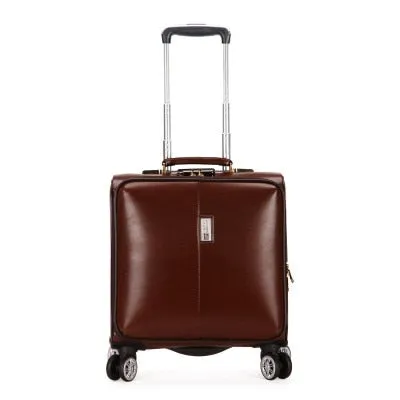 16" Inch High Quality Pu Leather Rolling Travel Luggage Suitcase Bag,Wheel Trolley Case ,Women Drag