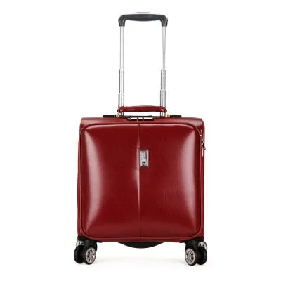 16" Inch High Quality Pu Leather Rolling Travel Luggage Suitcase Bag,Wheel Trolley Case ,Women Drag