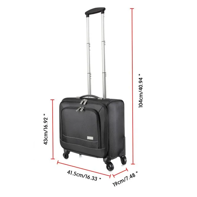 16" Travel Rolling Luggage Bag On Wheel Rolling Suitcase Spinner Trolley Luggage Women & Men Travel