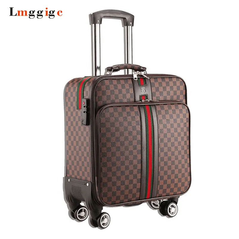 16"20"24" Inch Waterproof Pu Leather Rolling Luggage Travel Suitcase Bag Women Trolley Case Men Box