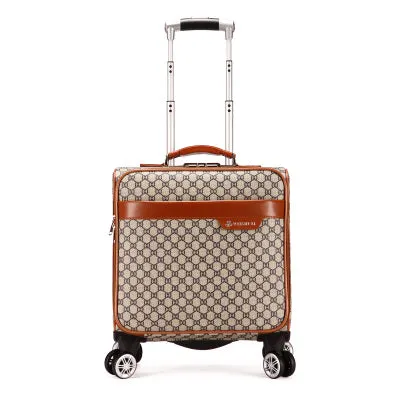 18 Fashion Trolley Luggage Women'S Universal Wheels Red Small Luggage Travel Bag Male Pu