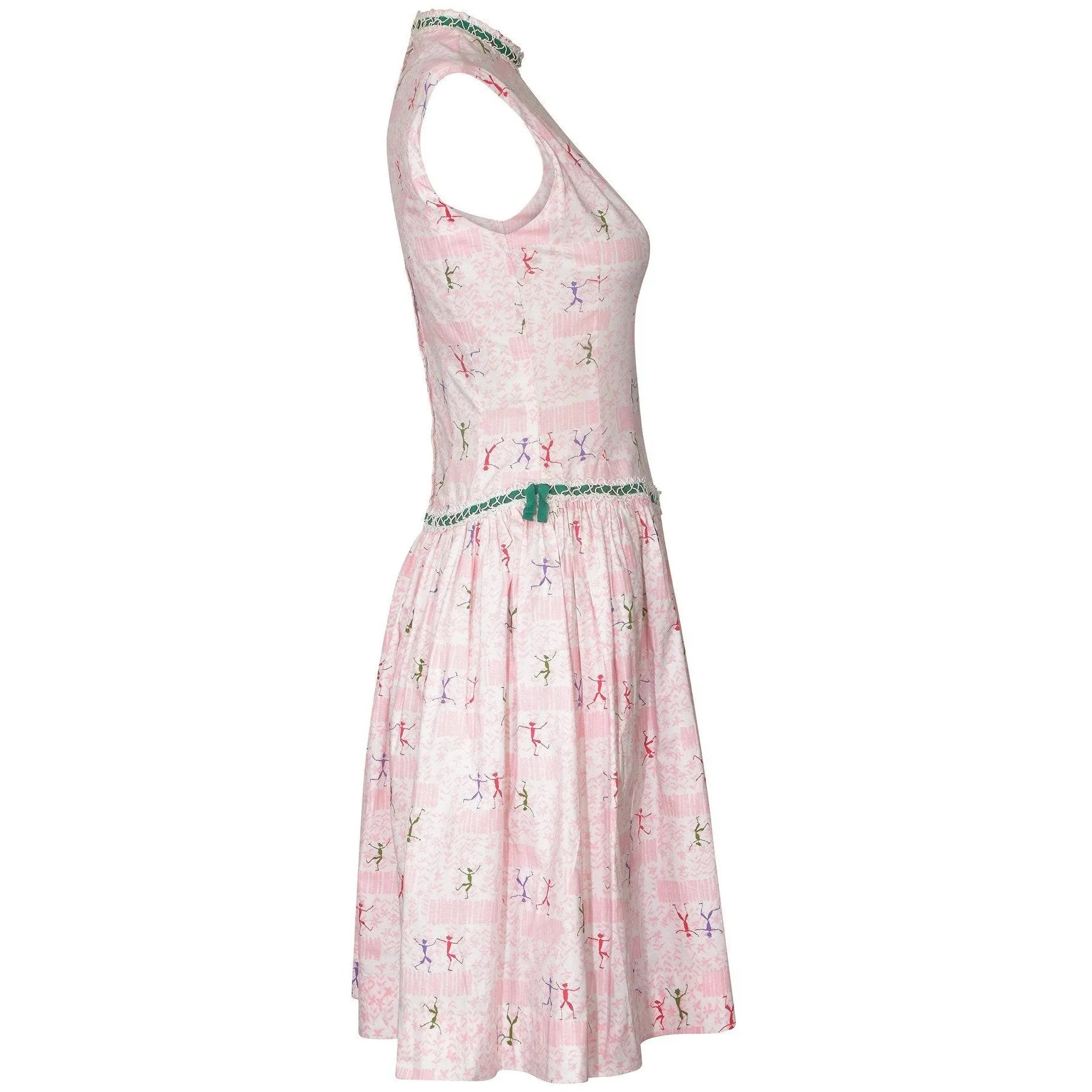 1950s Dancing Man Novelty Print Dress