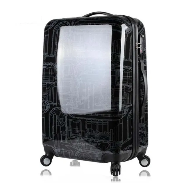 20-Inch Password Board Chassis Trolley Suitcase Luggage Case Caster Graffiti Rolling Luggage Men