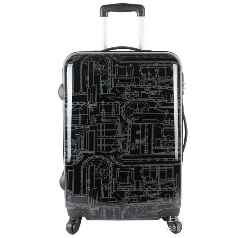 20-Inch Password Board Chassis Trolley Suitcase Luggage Case Caster Graffiti Rolling Luggage Men