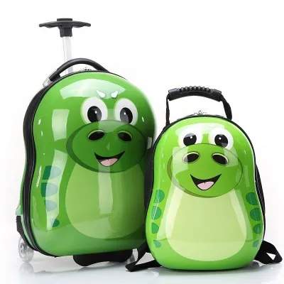 2016 New 16 "Wheeled Luggage 12" Cool Backpack 3D Cartoon Children Suitcase/Abs Cartoon Travel