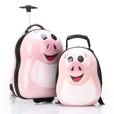 2016 New 16 "Wheeled Luggage 12" Cool Backpack 3D Cartoon Children Suitcase/Abs Cartoon Travel