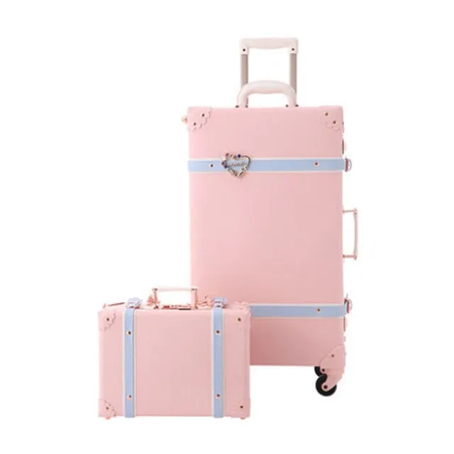 2018 20" - 26" Fashion Girl Retro Rolling Luggage Bagages Pu Leather Suitcase Trunk Vintage Valiz