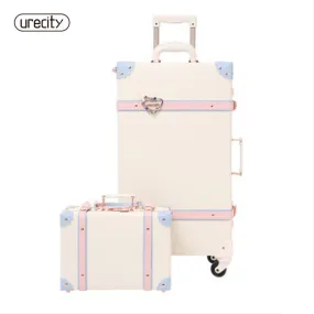 2018 20" - 26" Fashion Girl Retro Rolling Luggage Bagages Pu Leather Suitcase Trunk Vintage Valiz