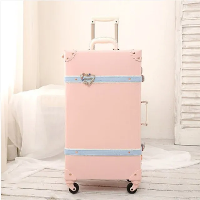 2018 20" - 26" Fashion Girl Retro Rolling Luggage Bagages Pu Leather Suitcase Trunk Vintage Valiz