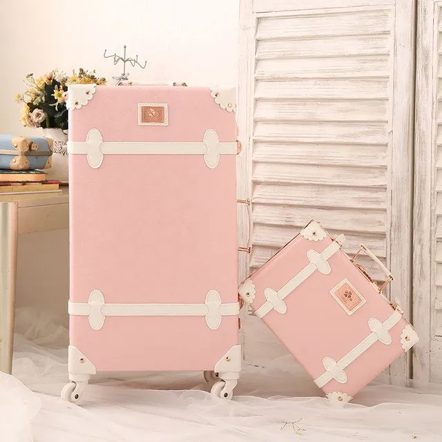 2018 Girl Style Travel Luggage 20"22"24" Large Size Custom Suitcase Carry-Ones Leather Pu Good