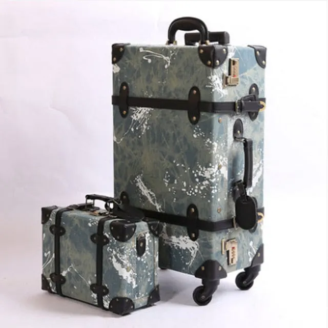 2018 Luggage Cowboy Material Suitcase Set Fashion Design 4 Wheels High Quality Free Shipping