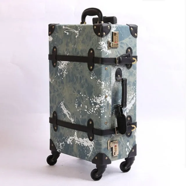 2018 Luggage Cowboy Material Suitcase Set Fashion Design 4 Wheels High Quality Free Shipping