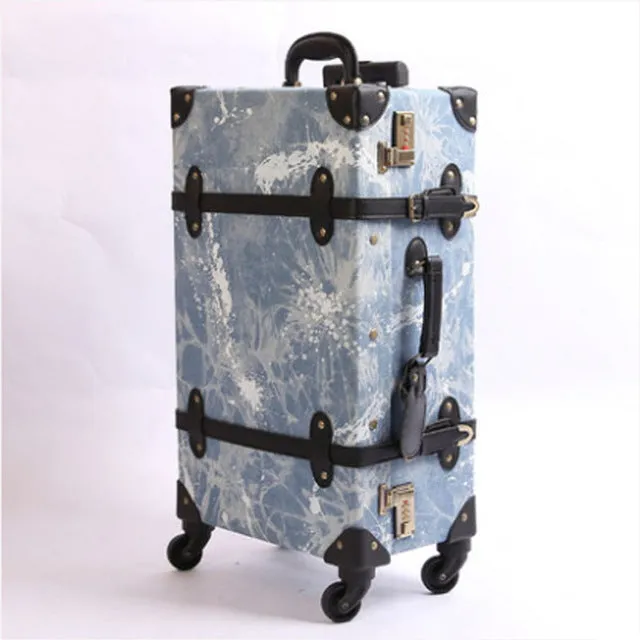 2018 Luggage Cowboy Material Suitcase Set Fashion Design 4 Wheels High Quality Free Shipping