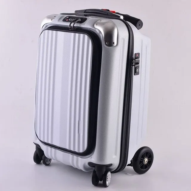 2018 Multi-Function 21 Inches Boy Scooter Suitcase Creative Pc Trolley Case 3D Extrusion Business