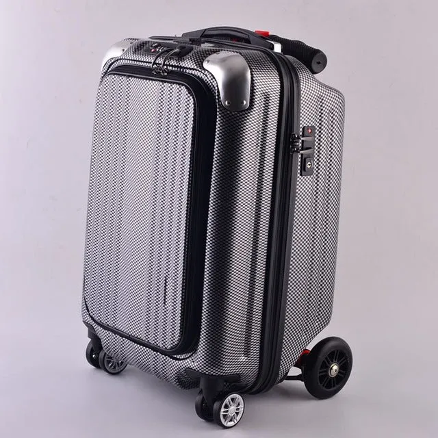 2018 Multi-Function 21 Inches Boy Scooter Suitcase Creative Pc Trolley Case 3D Extrusion Business