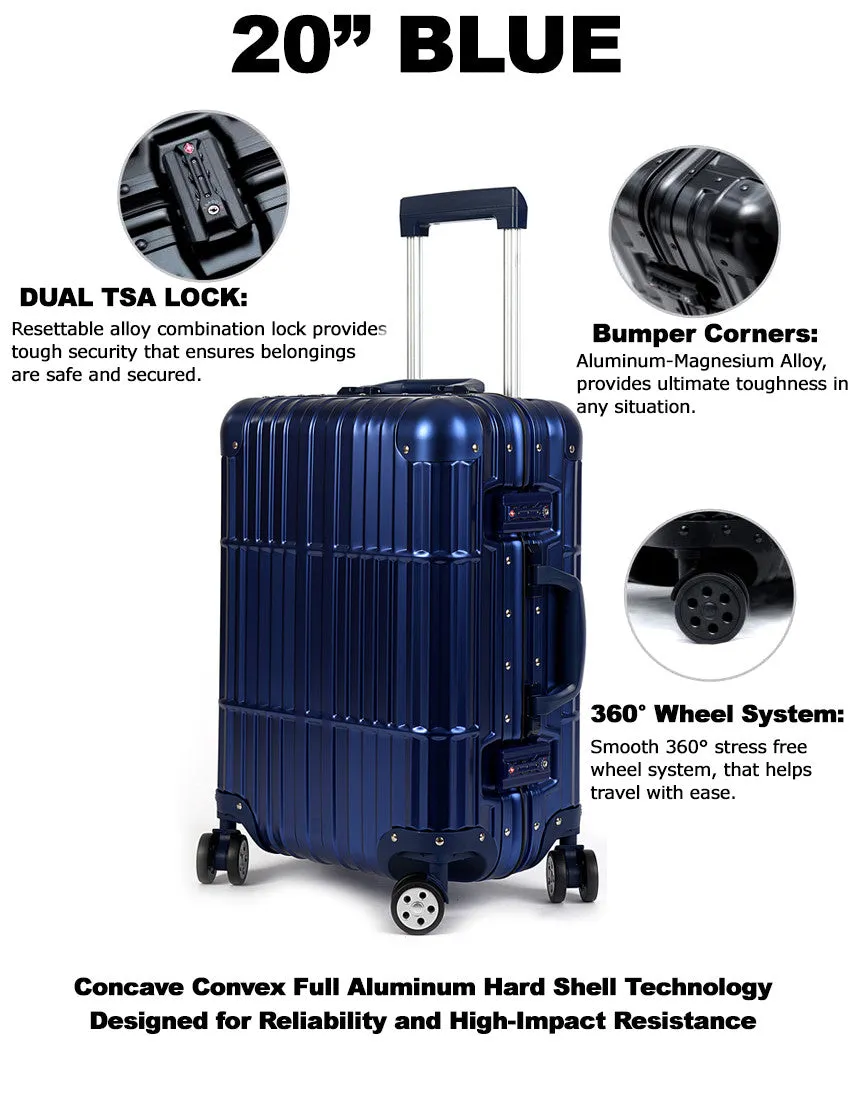 20" Aluminum Luggage Carry-On (Blue)