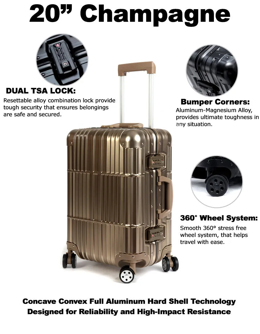 20" Aluminum Luggage Carry-On (Champagne)