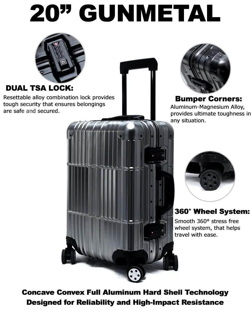 20" Aluminum Luggage Carry-On (Gunmetal)