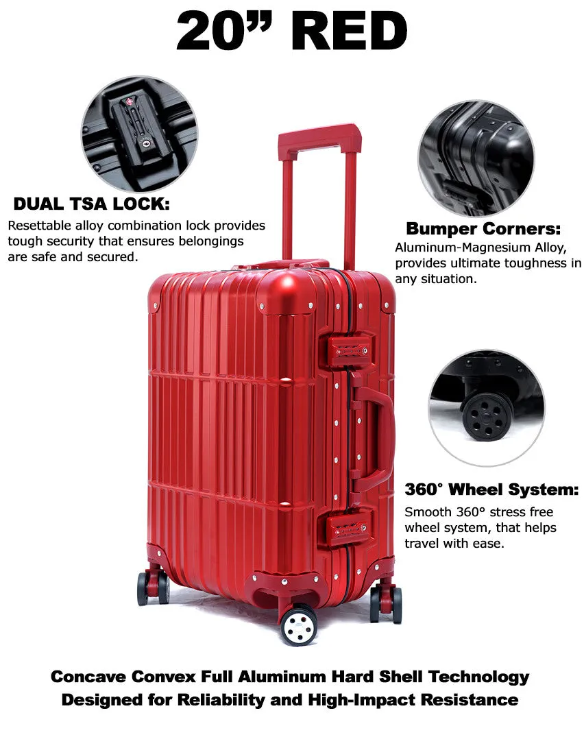 20" Aluminum Luggage Carry-On (Red)