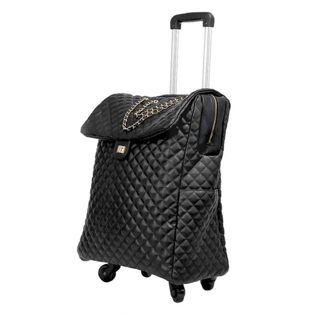 20" Inch Travel Luggage Bag,Women Portable Suitcase With Wheels,Cabin Carry-Ons,Pu Leather