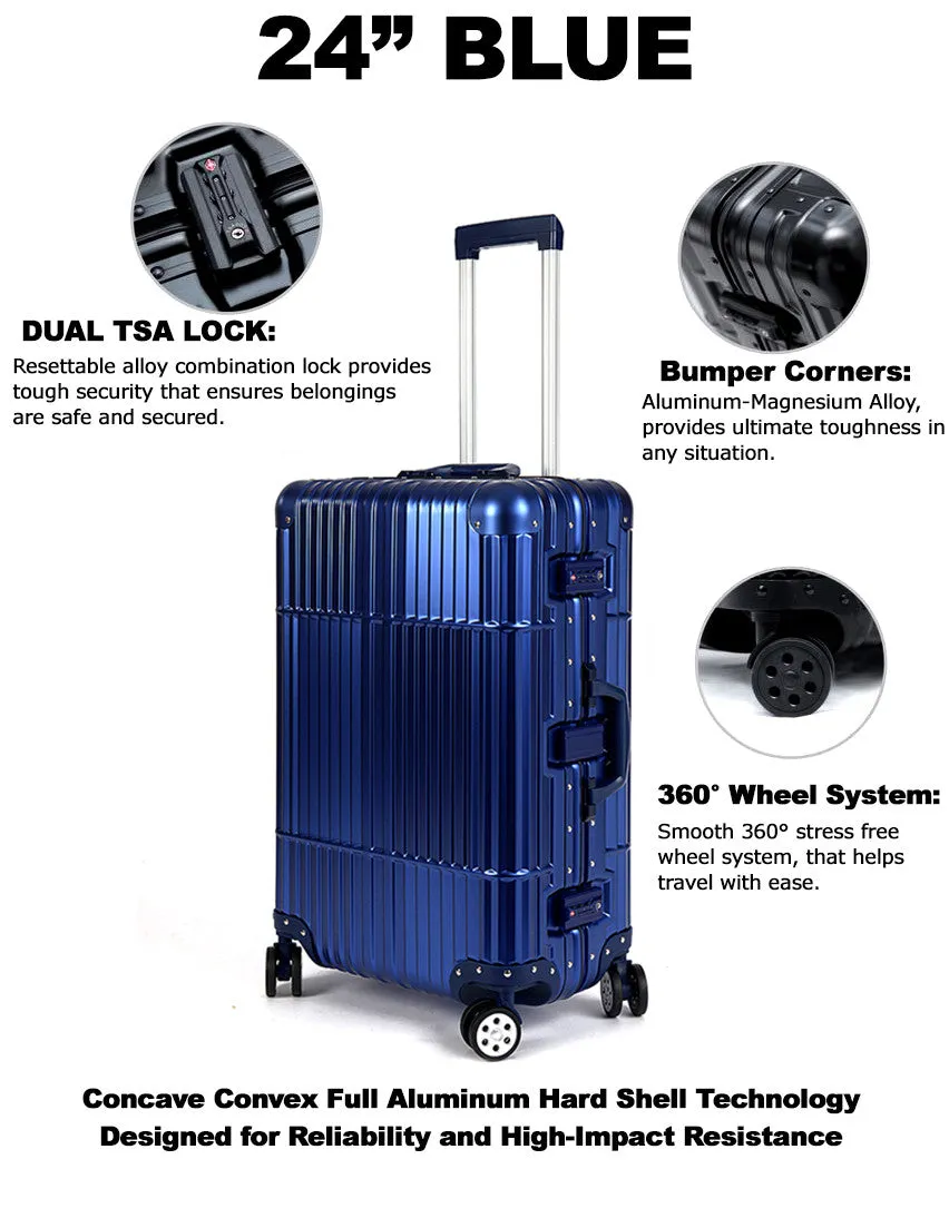 24" Aluminum Luggage (Blue)