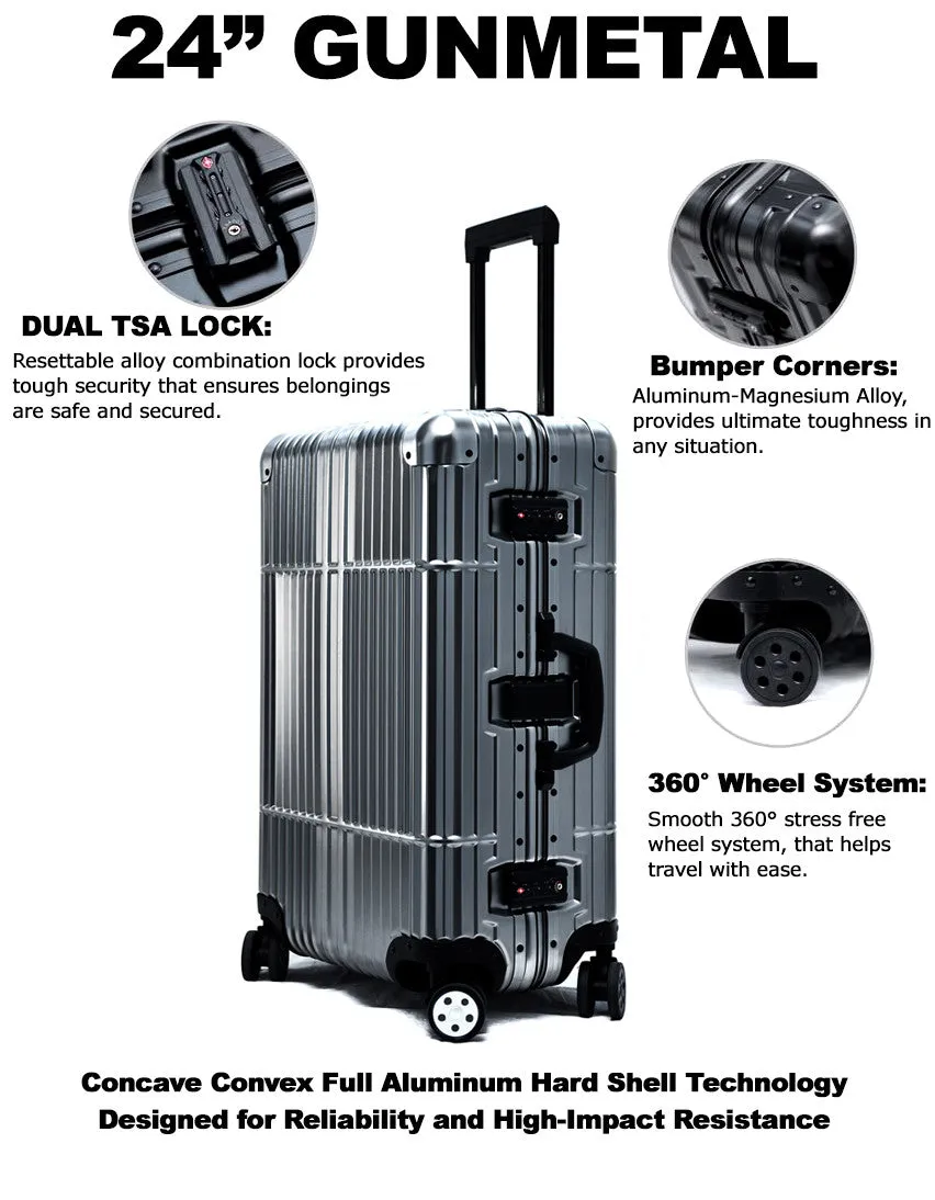 24" Aluminum Luggage (Gunmetal)