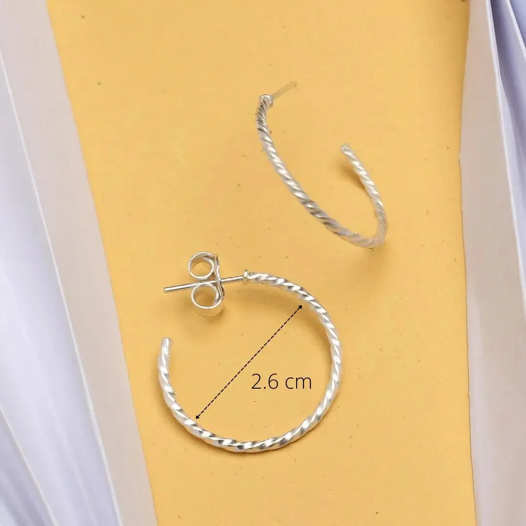 925 Sterling Silver Screw Hoop Earrings