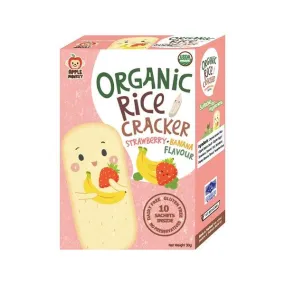 Apple Monkey Organic Rice Crackers - Strawberry   Banana