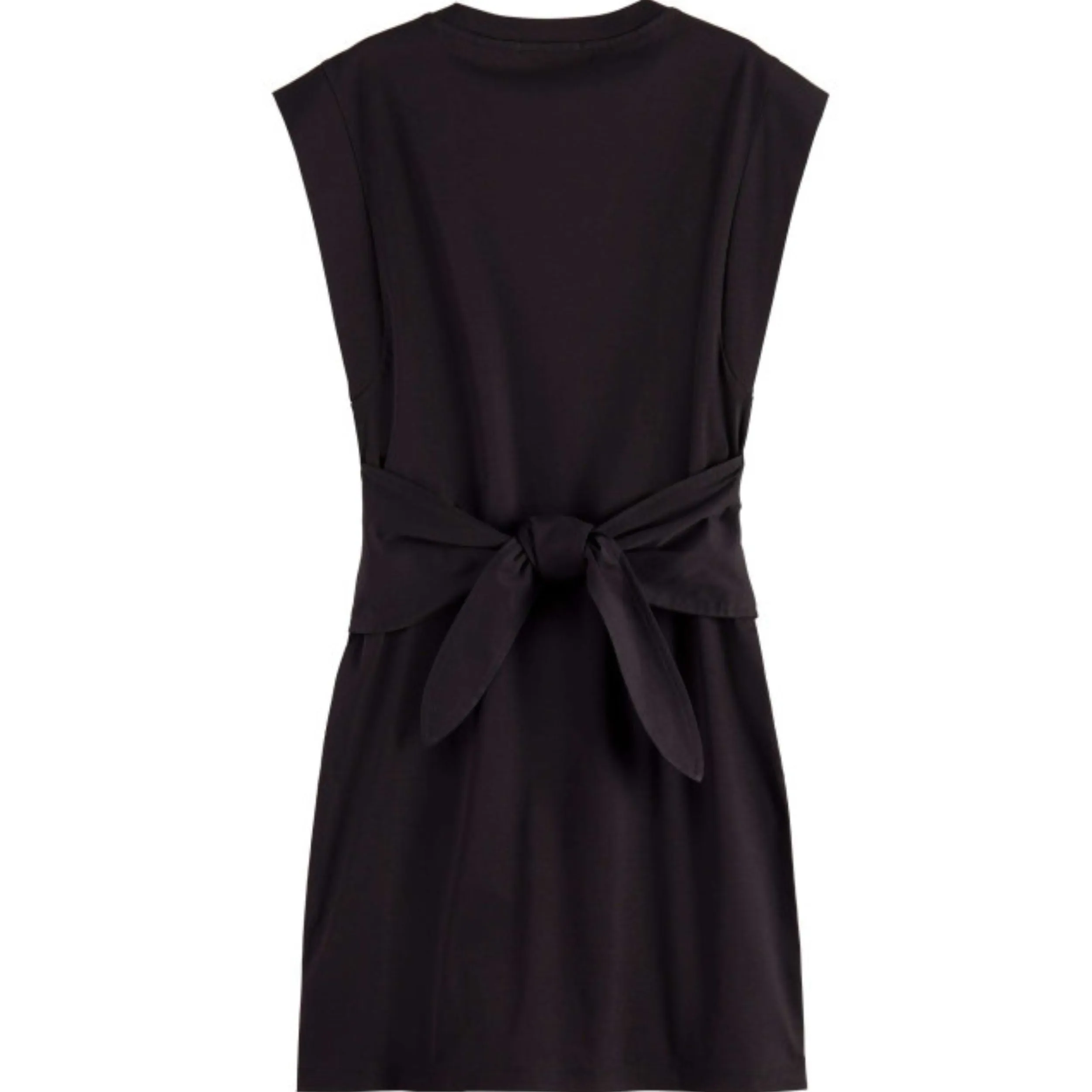 Black Tie Waist Mini Jersey Dress