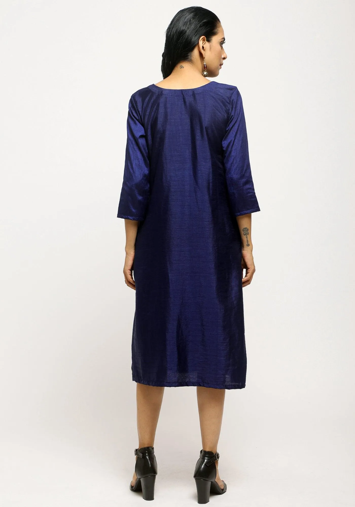 Blue Contrast Overlap Dress