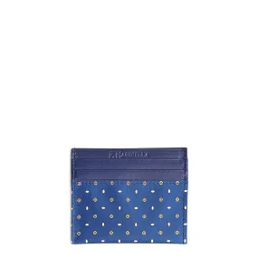 BLUE LEATHER AND SILK CREDIT CARD HOLDER