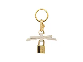 Bow and Padlock Keyring/Bag Charm - Caribou Soft Grainy Print - Beige