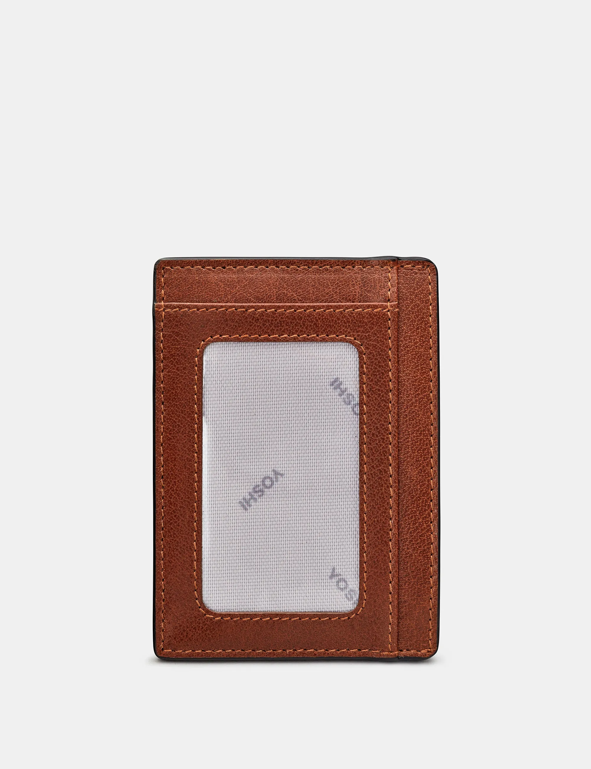 Brown Leather Card Holder With ID Window