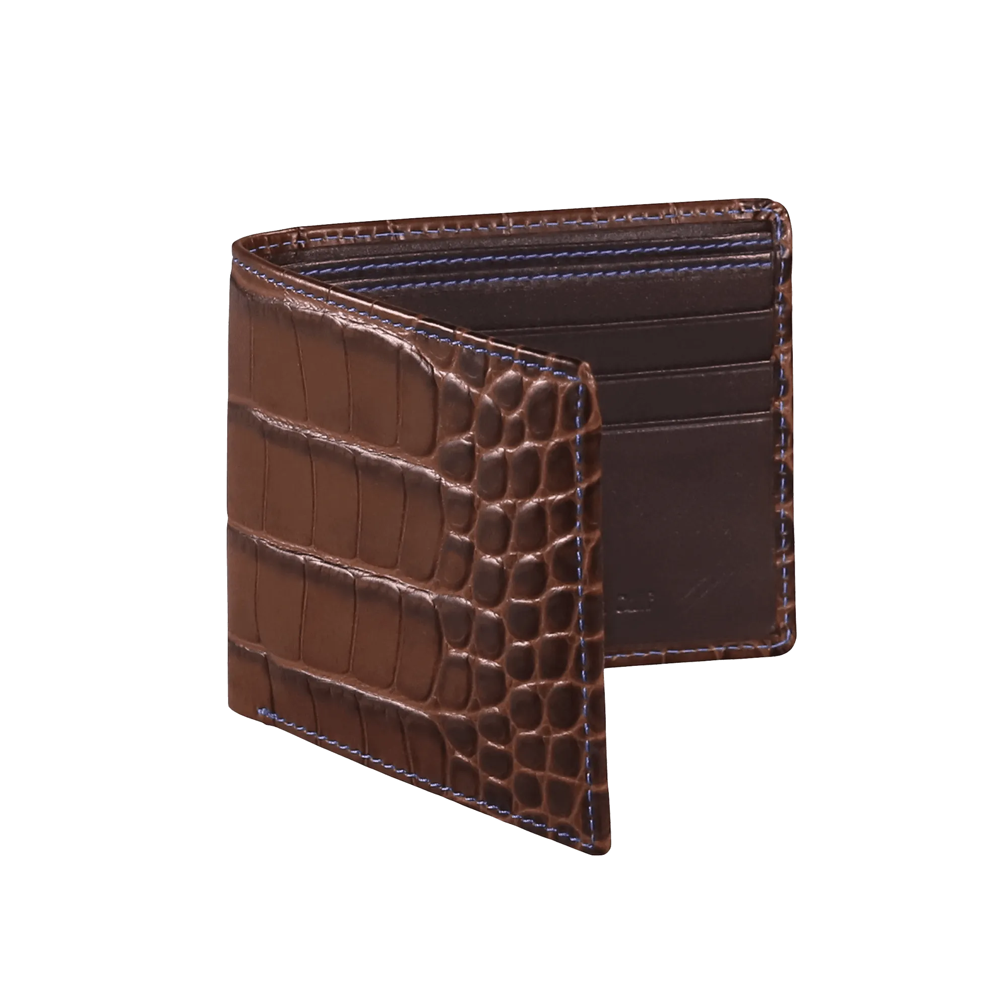 Brown Mock Croc Leather Wallet