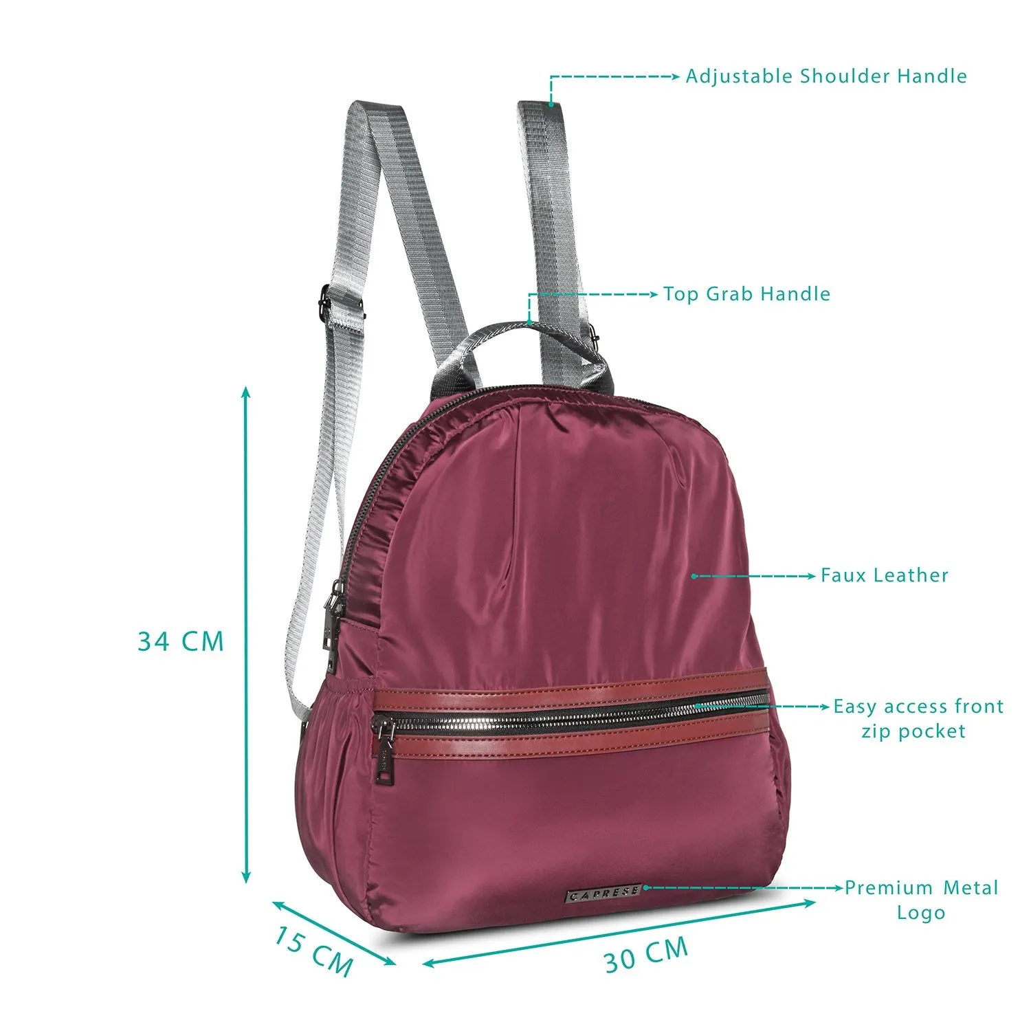 Caprese Blythe Nylon Backpack Medium Plum