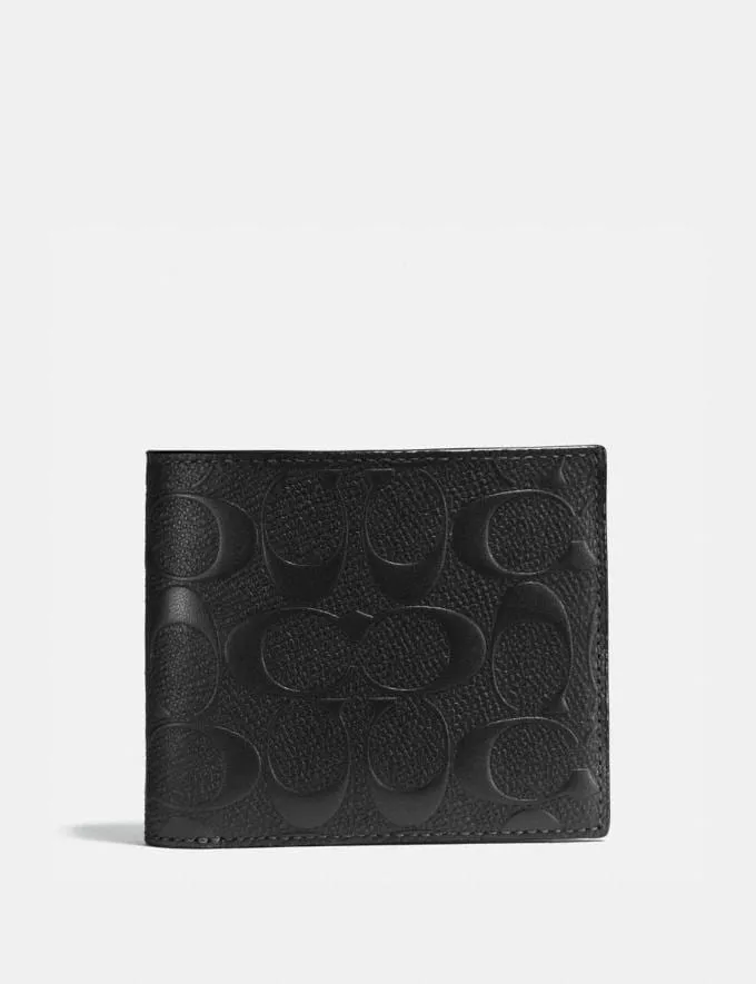 Coach Compact Id Wallet In Signature Leather Men Wallet