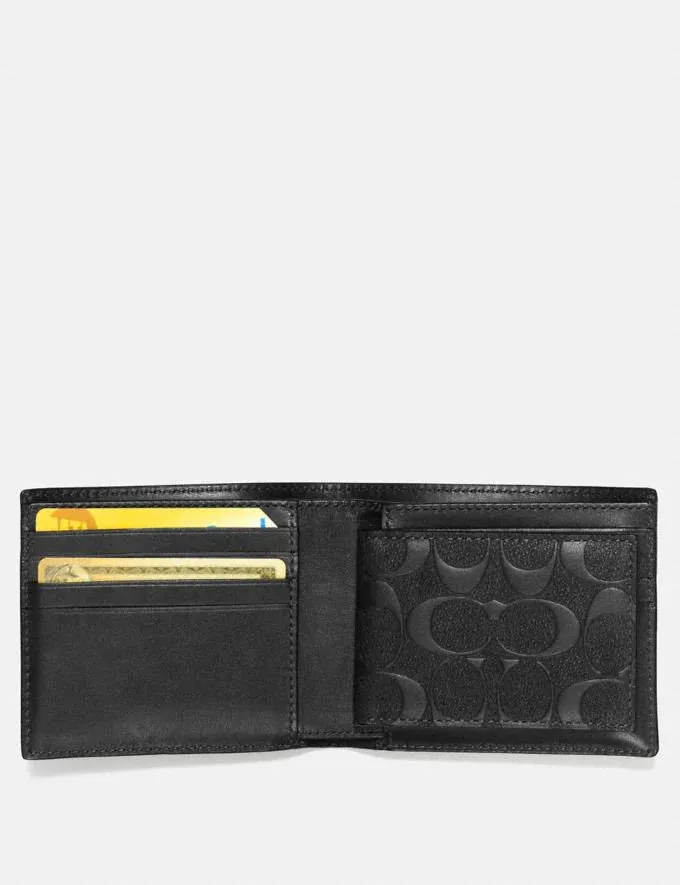 Coach Compact Id Wallet In Signature Leather Men Wallet