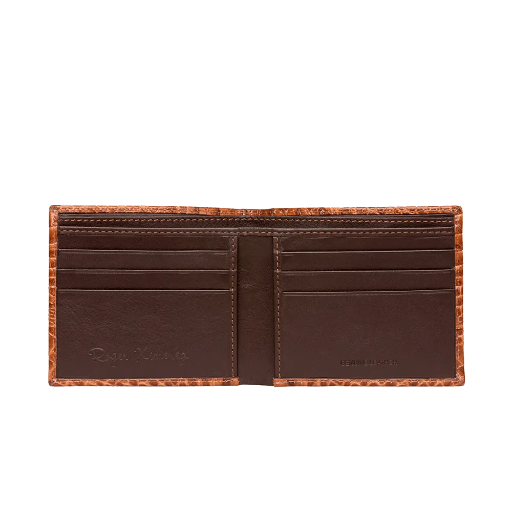 Cognac Mock Croc Leather Wallet