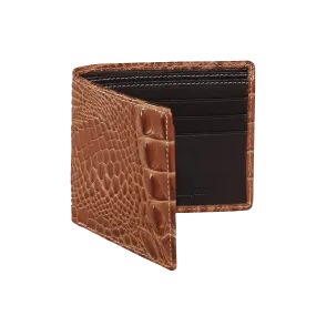 Cognac Mock Croc Leather Wallet