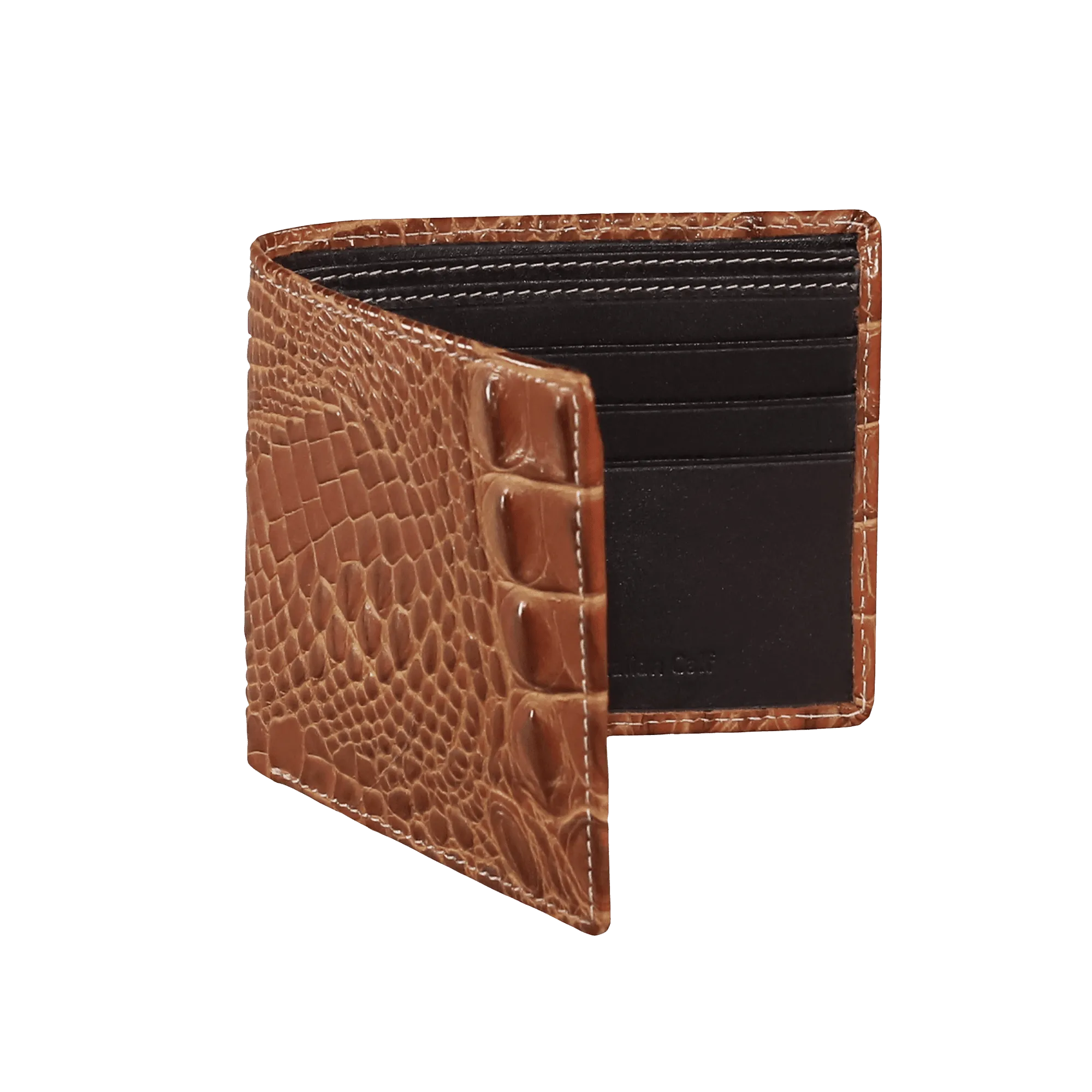 Cognac Mock Croc Leather Wallet