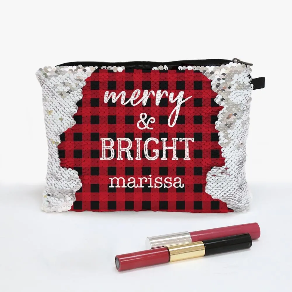 Custom Sequin Makeup Bag Zippered Accessories Pouch